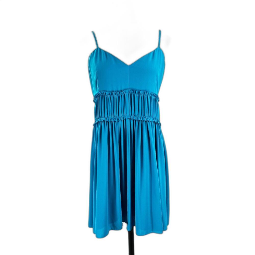 Cinq a Sept | Phoebe | Tiered Pagoda Blue Turquoise Mini Dress | Original $346